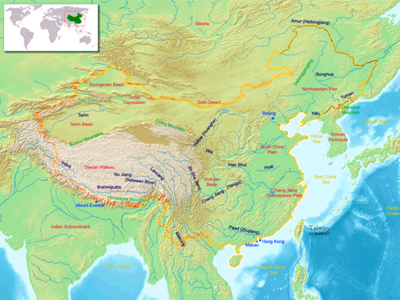 physical map of China