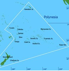 Map of the Pacific highlighting the Polynesian Triangle