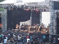 Indonesian rock band performing to a small crowd at Jakarta Rock Parade in 2008