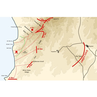 Map of Gallipoli showing Day 1 objectives and actual positions.