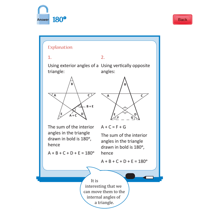 Angles of a star. Answer - 180 degree