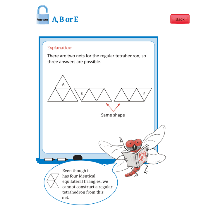 Completing the net of the regular tetrahedron. Answer A, B or E