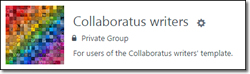Screenshot of the title area of the Collaboratus writers' Yammer group