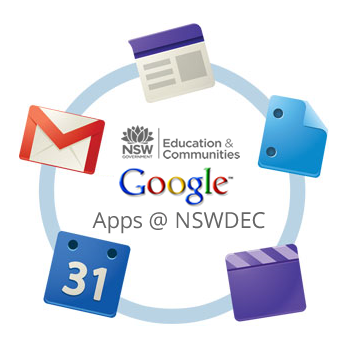 Google Apps @ NSWDEC logo showing a range of Google App icons around a heading "Google Apps @ NSWDEC"