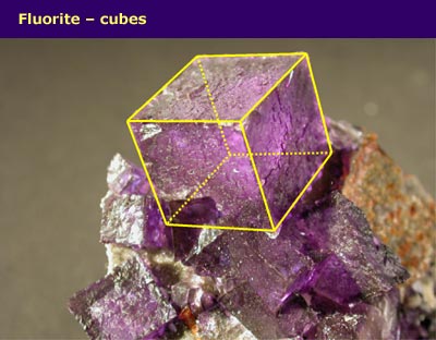 crystal with large straight edges with cube shape highlighted