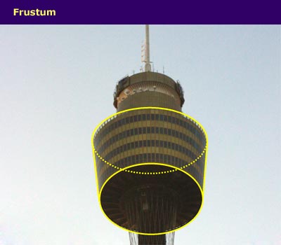 Sydney Tower with frustum (truncated cone) shape highlighted