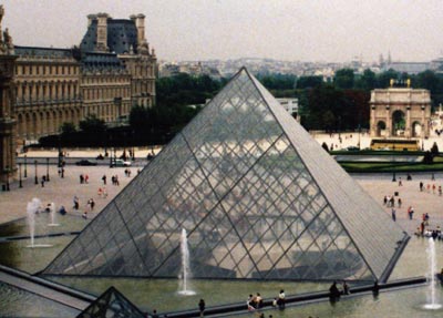 a large glass pyramid