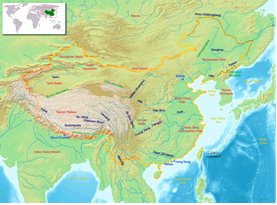 Map showing physical features of China