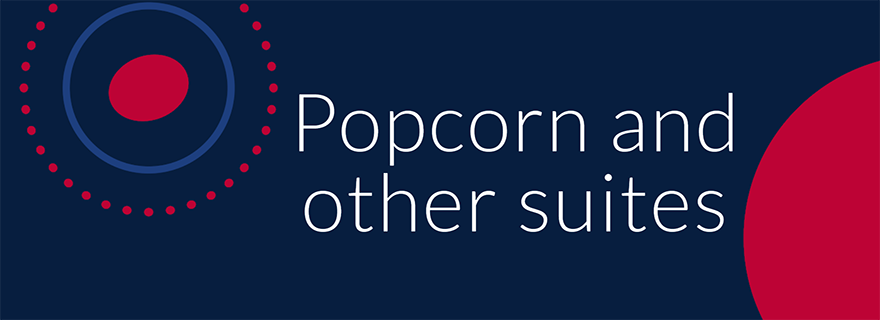 Popcorn and other suites title banner which appears on the main menu of the resource.