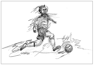 Image of a girl kicking a soccer ball is erased and then restored little by little.