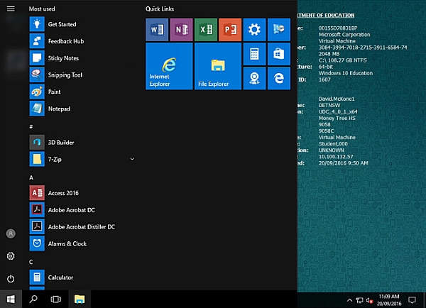 Screen shot - The eT4L Windows 10 desktop environment
