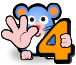 omputer mouse cartoon character with number 4 and holding up four fingers to signify activity 4
