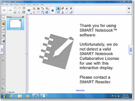 Smart Notebook error message