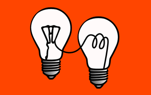graphic of two lightbulbs linked by wire
