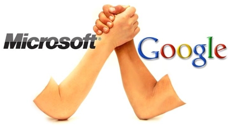Microsoft vs Google arm wrestling image