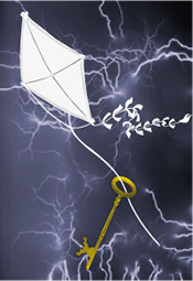 Kite flying in a thunderstorm