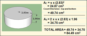 Sample area calculation in OneNote