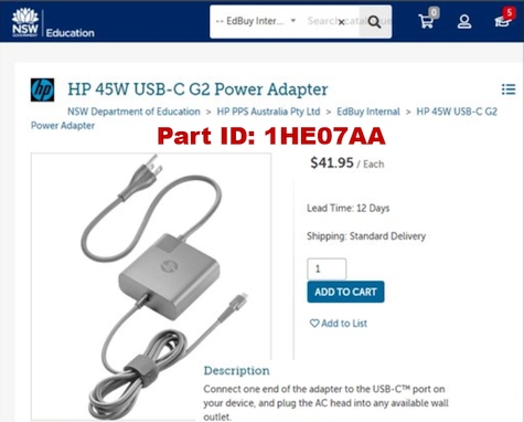 Get a replacement USB-C power supply for your blue HP ProBooks if the power port breaks