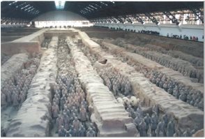 A pit containing hundreds of the Terracotta Warriors