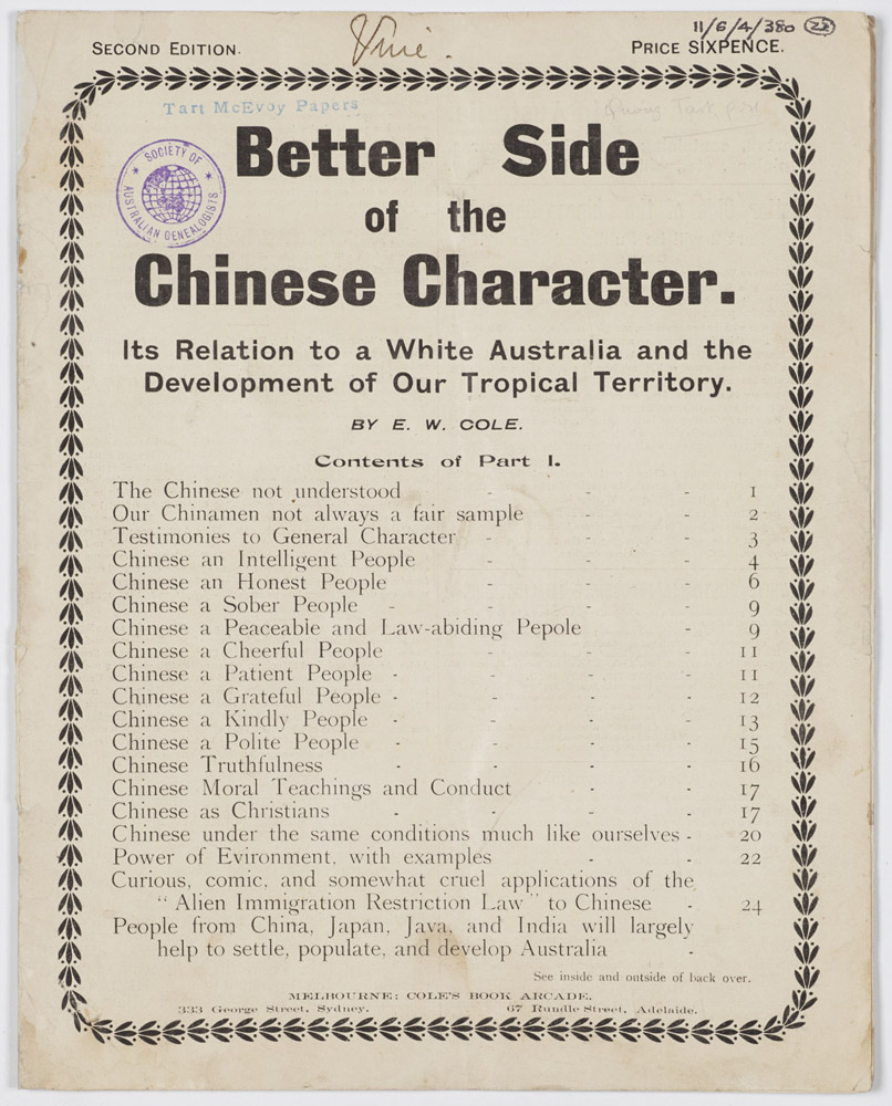 Pamphlet titled, 'Better side of the Chinese character'.