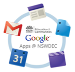 Google Apps @ NSWDEC logo showing a range of Google App icons around a heading "Google Apps @ NSWDEC"