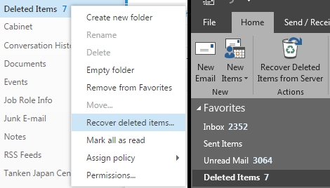 Image showing how to recover deleted email in Webmail and Outlook