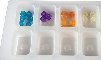 Beads in an ice cube container