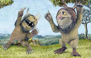 Characters and scene from Where The Wild Things Are