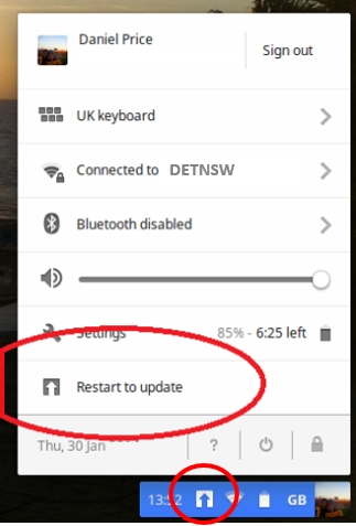 Chromebook Update notification