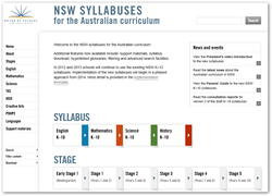 Screenshot of the BOS NSW e-Syllabus website.