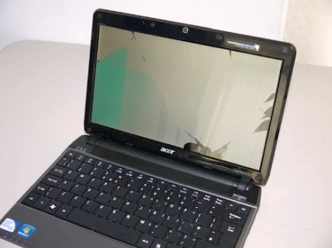A laptop with customer induced damage