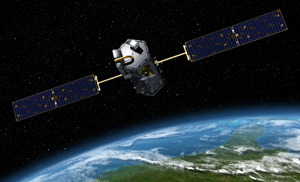 Artist impression of the Orbiting Carbon Observatory in orbit above earth