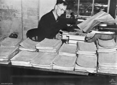 Charles Bean working with dozens of files while writing the Official History.