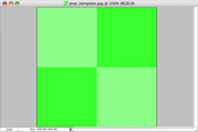 Step 1: template made up of four green squares, two diagonally opposite squares are lighter green