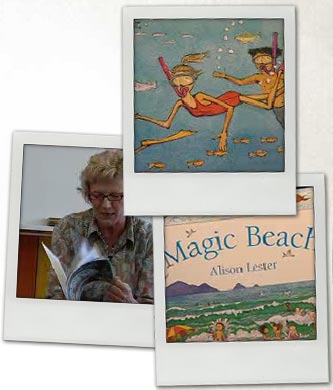 Polaroid images of Alison Lester's books