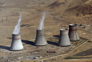 Aerial photo of the cooling towers of the Armenian Nuclear Power Plant, also known as Metsamor, by Bouarf CC BY-SA-3.0