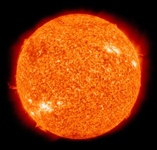 NASA false color image of the sun observed in the extreme ultraviolet region of the spectrum. No copyright.