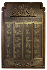 Honour board of public school teachers who died in WWI