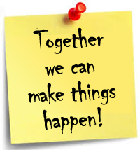 Post-it note: Make things happen, together