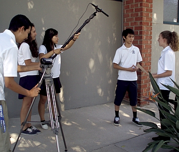 Students creating a film for StoryQuest