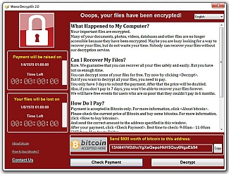 Image - WannaCrypt ransomware alert screen