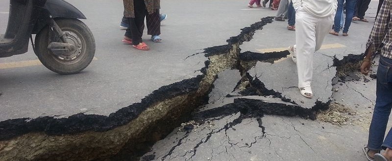 Road damaged in 2015 Nepal earthquake