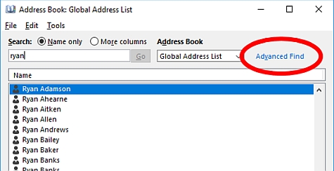 Global address list in Outlook