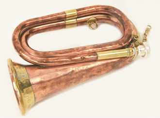 Engraved brass and copper bugle