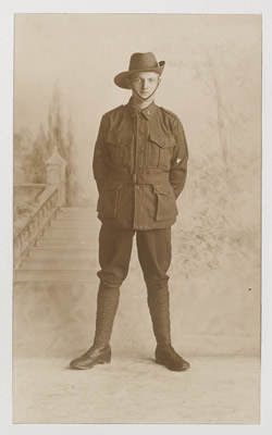 Studio portrait of a young Australian soldier in uniform