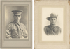 Two studio photographs of soldiers in uniform, one with a red cross patch and the other wearing a slouch hat.