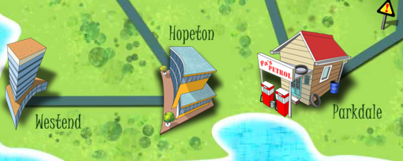 Screenshot of a cartoon style map from the RU a cyber Detective resource.