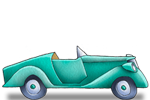 animated aqua coloured car