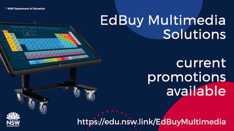 Find out about this term's EdBuy Multimedia Solutions current promotions at https://edu.nsw.link/EdBuyMultimedia