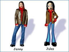 An image of a young woman, Julie and her avatar, 'Jules'. 